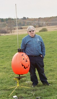 Bob Krech poses with his Pumpkin Chuckin.