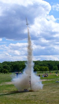 My PML Bull Puppy takes off with an Aerotech E18-4W.